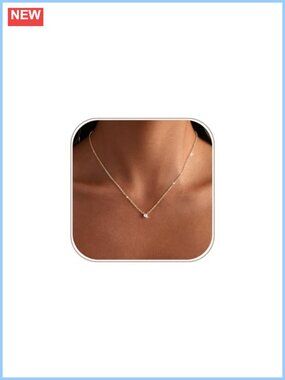 14k Gold Plated CZ Waterdrop Pendant Necklace Dainty Layered Minimalist